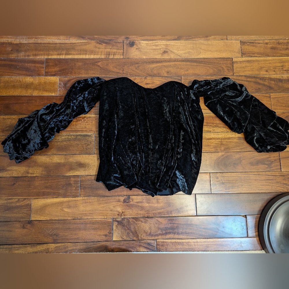 Small Crushed Velvet Off the Shoulder Corseted Top